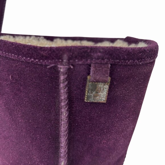BEARPAW PURPLE SUEDE SHEEPSKIN WOOL MID CALF BOOTS - 7 SHEARLING - Picture 4 of 14